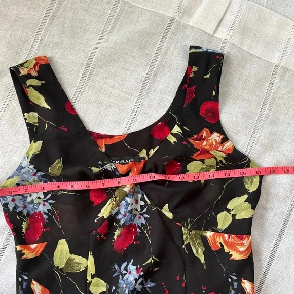 Tribal Vibrant Floral Maxi Dress - Black with Red and Orange - Picture 13 of 15